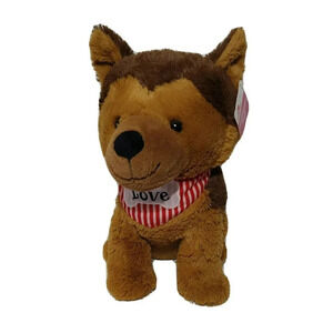 Dan Dee German Shepherd Dog Puppy Plush Brown Stuffed Animal Love Valentines